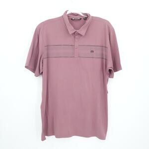 TravisMathew Shirt Mens 2XL Mauve Polo Performance Golf‎ Striped Stretch Preppy